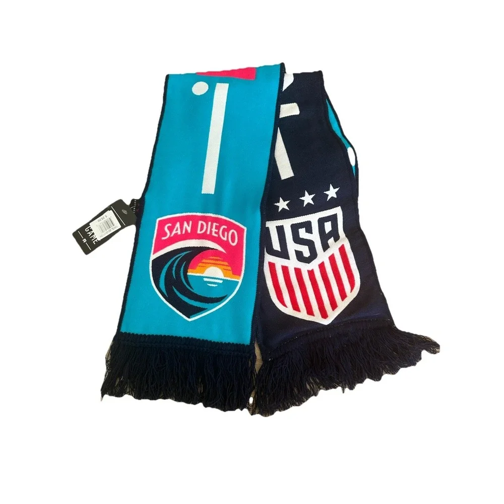 San Diego Wave FC NWSL Soccer Scarf Ruffneck Scarves Pink Teal Crest NWT